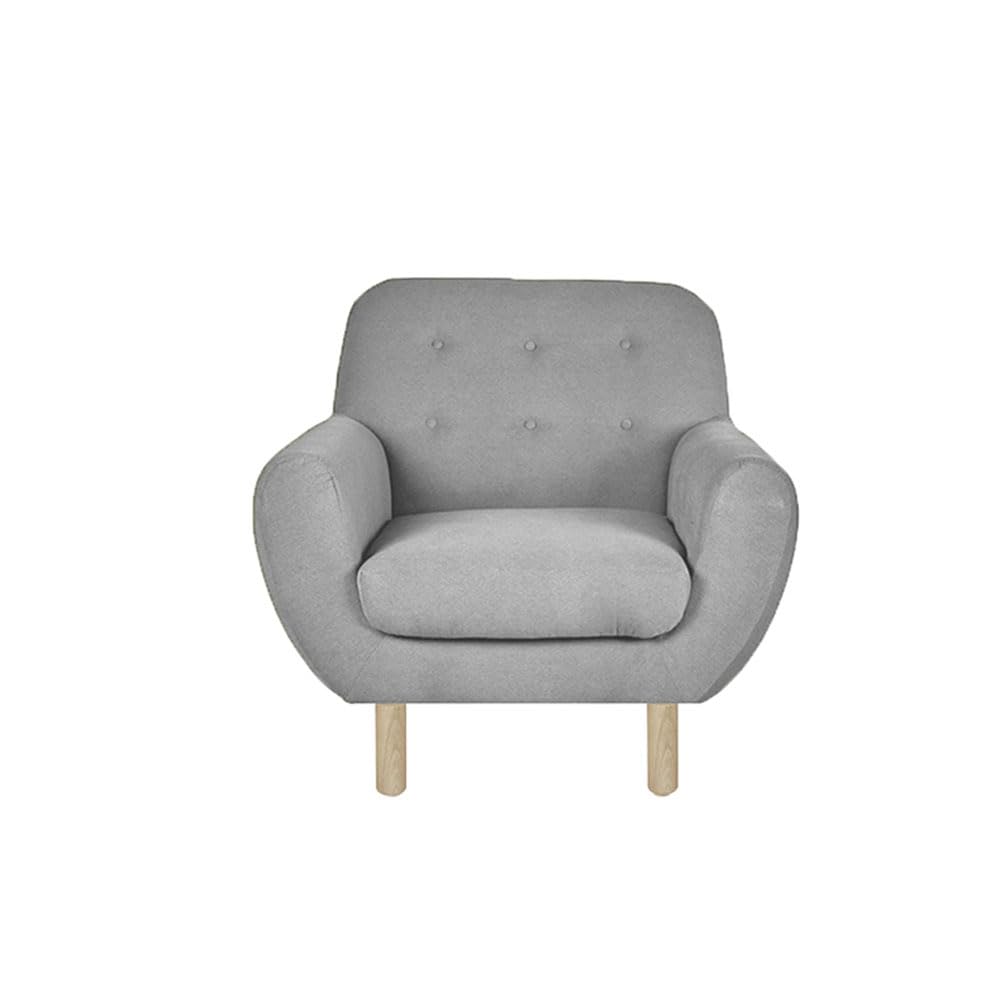Sochic Sillón Individual Tapizado Azul Madera Sólida - Grande - Gris plata