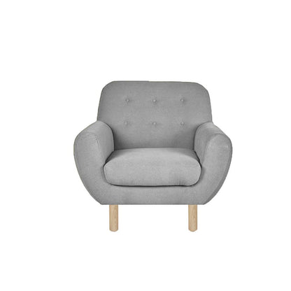Sochic Sillón Individual Tapizado Azul Madera Sólida - Grande - Gris plata