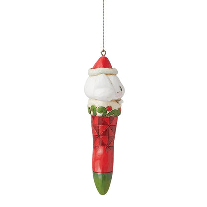 Enesco Sanrio by Jim Shore Hello Cinnamoroll en calcetín de Navidad - Ornamento Colgante de Resina de Piedra Pintada a Mano Coleccionable Cifras de Hello Kitty Adornos para árbol de Navidad, 4.5