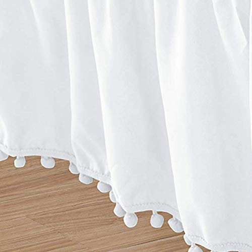 Elegant Comfort - Falda elástica con Nudo Superior con Flecos y Volantes Alrededor del Estilo de Cama, Resistente a Las Arrugas, caída de 16 Pulgadas, tamaño Individual/matrimonial, Color Blanco