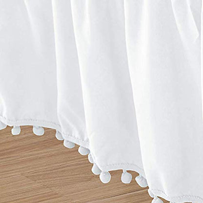 Elegant Comfort - Falda elástica con Nudo Superior con Flecos y Volantes Alrededor del Estilo de Cama, Resistente a Las Arrugas, caída de 16 Pulgadas, tamaño Individual/matrimonial, Color Blanco