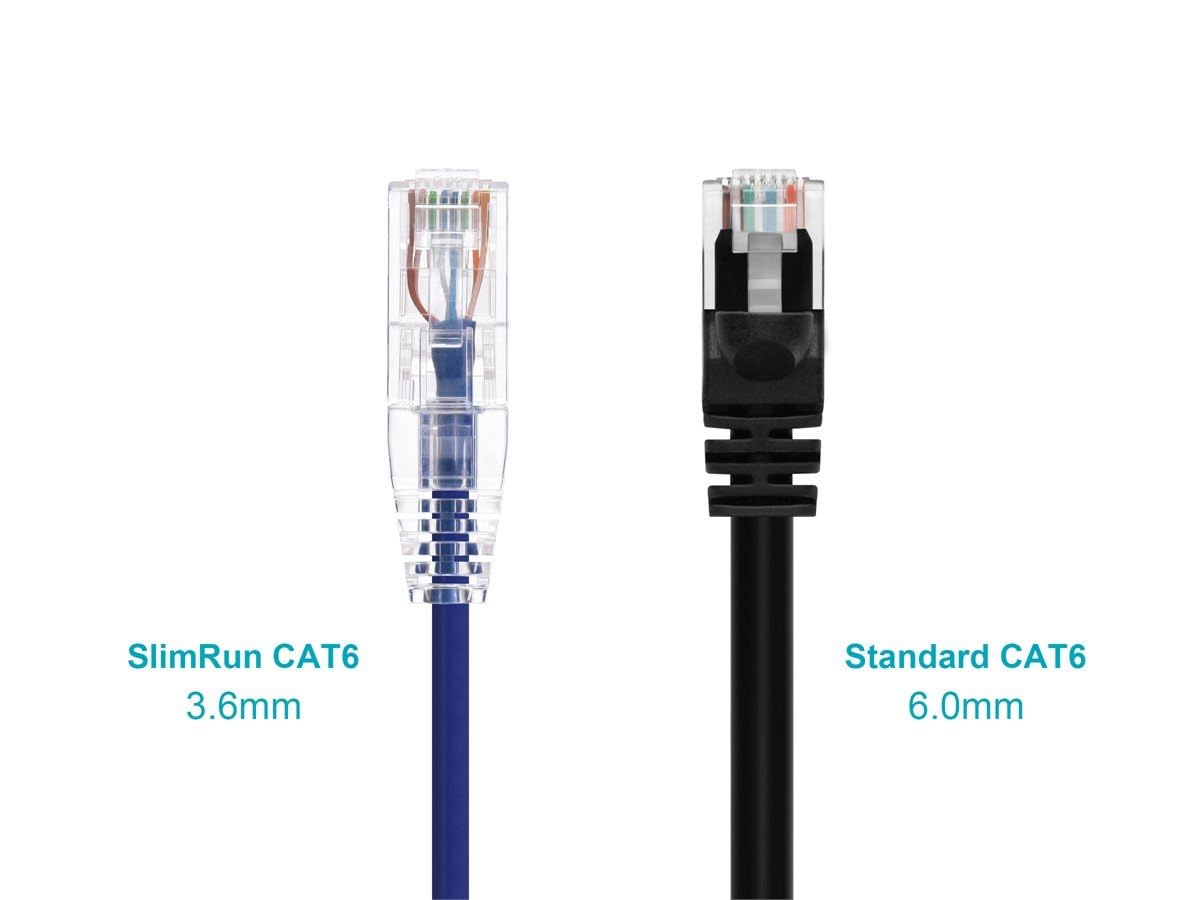 Monoprice Cat6 Ethernet Patch Cable - 3 feet - Purple | Snagless RJ45 Stranded 550MHz UTP CMR Riser Rated Pure Bare Copper Wire 28AWG - SlimRun Series