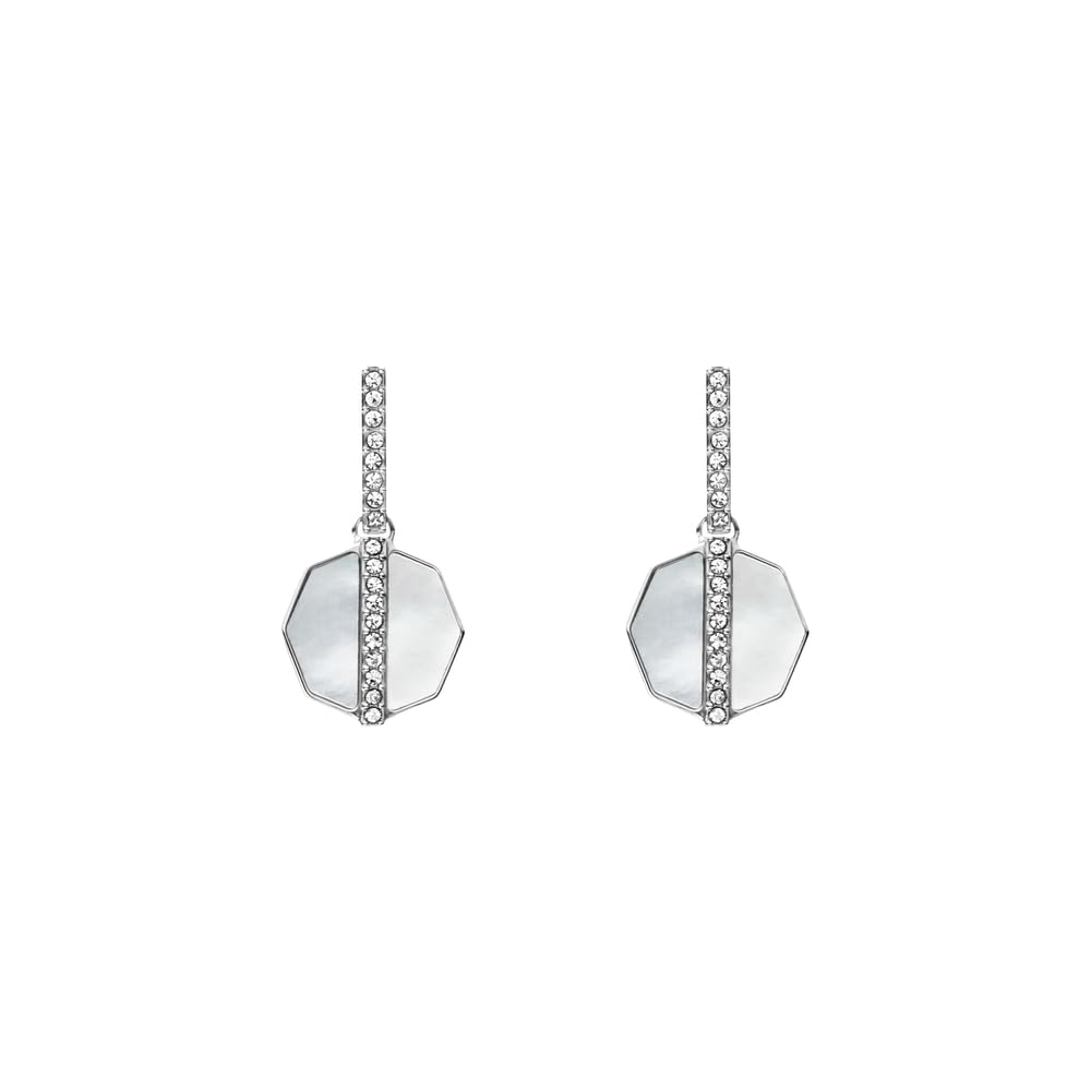 Fossil Ellis - arete de aro de latón brillante para mujer