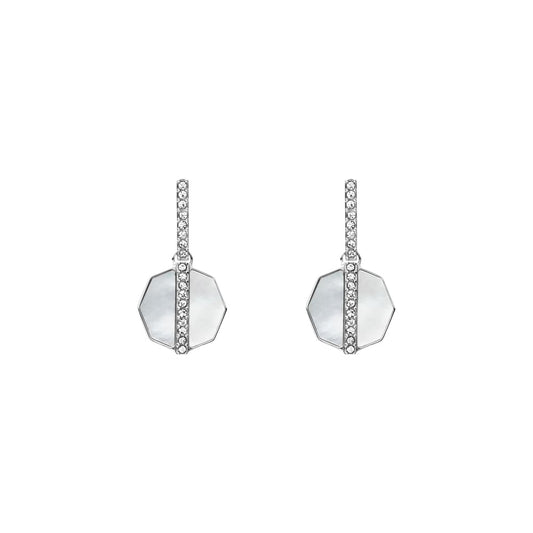Fossil Ellis - arete de aro de latón brillante para mujer