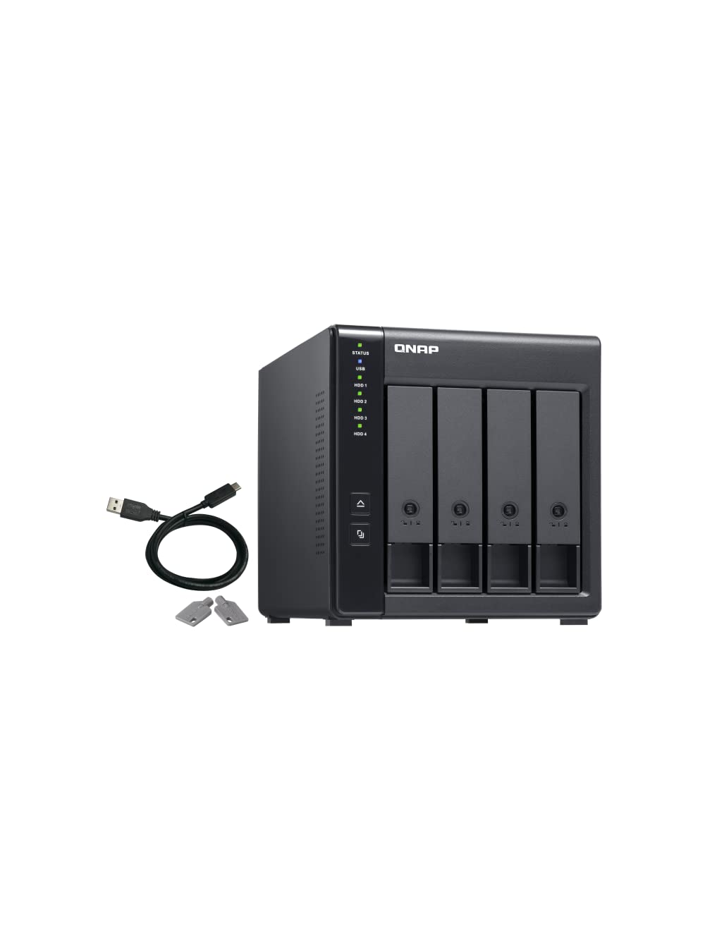 QNAP TR-004 Caja de Hardware Raid/Das USB 3.0 Tipo C (5Gbps) de 4 bahías, Compatible con HDD SATA de 3,5 "y SSD SATA de 2,5". Unidad de expansión para computadoras Windows, Mac, Linux o QNAP NAS