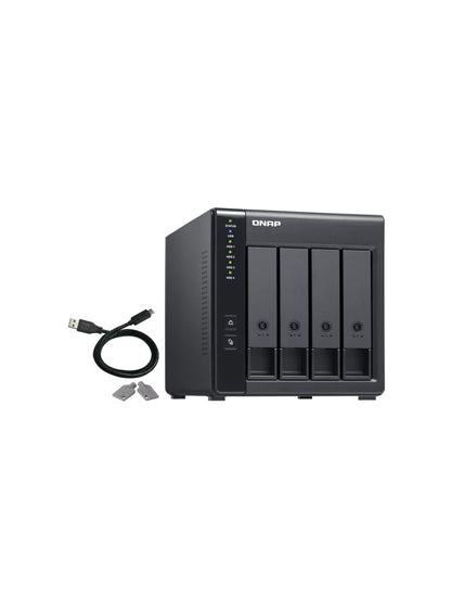 QNAP TR-004 Caja de Hardware Raid/Das USB 3.0 Tipo C (5Gbps) de 4 bahías, Compatible con HDD SATA de 3,5 "y SSD SATA de 2,5". Unidad de expansión para computadoras Windows, Mac, Linux o QNAP NAS