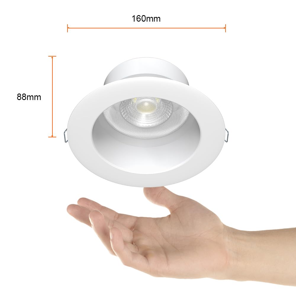 Tecnolite - Lámpara Empotrable de Techo Downlight LED 10 W, Luz Cálida Brillante, No atenuable, Multivoltaje