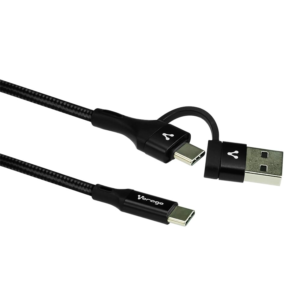 Vorago CAB-126 Cable Tipo C a Tipo C con Adaptador a USB A