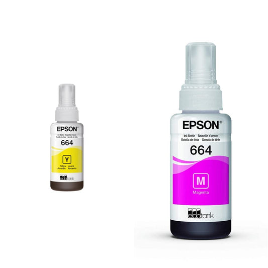 Epson C13T664420-AL C13T664420-AL Botella de Tinta Ecotank Color Amarillo, Talla Unica + C13T664320-AL C13T664320-AL Botella de Tinta Ecotank Color Magenta, Talla Unica