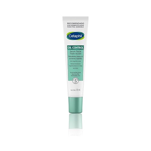 Cetaphil Oil Control Sérum Facial Triple Acción Para Piel Grasa 30 ml | Con ácido salicílico, prebióticos y zinc; ayuda a reducir sebo en 3 días, combatir brotes y mejorar marcas de imperfecciones.