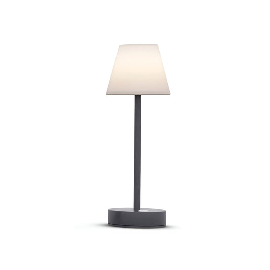 Lámpara de mesa sin cables LOLA SLIM 30 cm, portátil y recargable. Color Antracita. Uso Interior y Exterior. Marca: New Garden. 160 lúmenes. Luz Cálida