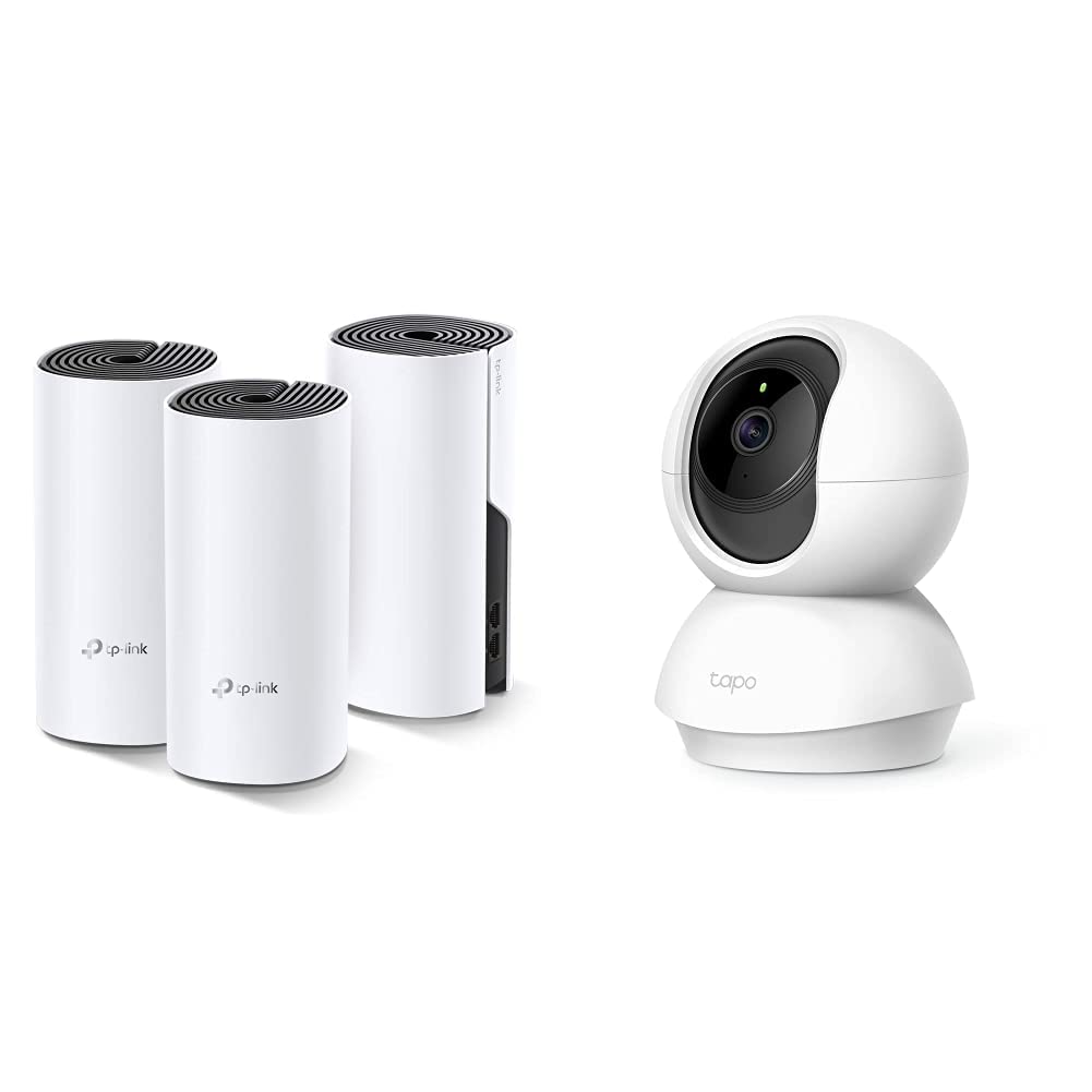 TP-Link Deco Sistema WiFi Mesh (o en Malla) para Todo el hogar: alcanza hasta 867 Mbps, itinerancia sin interrupciones + Tapo TC70, Cámara Wi-Fi de Seguridad Interior,1080P