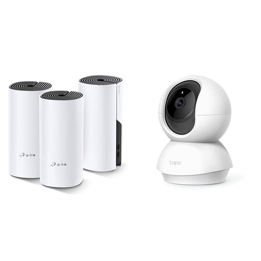 TP-Link Deco Sistema WiFi Mesh (o en Malla) para Todo el hogar: alcanza hasta 867 Mbps, itinerancia sin interrupciones + Tapo TC70, Cámara Wi-Fi de Seguridad Interior,1080P
