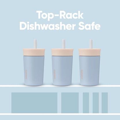Owala - Vaso aislante de acero inoxidable para niños, con popote flexible resistente a derrames, fácil de limpiar, botella de agua para niños, ideal para viajes, apto para lavaplatos, 12 onzas, color