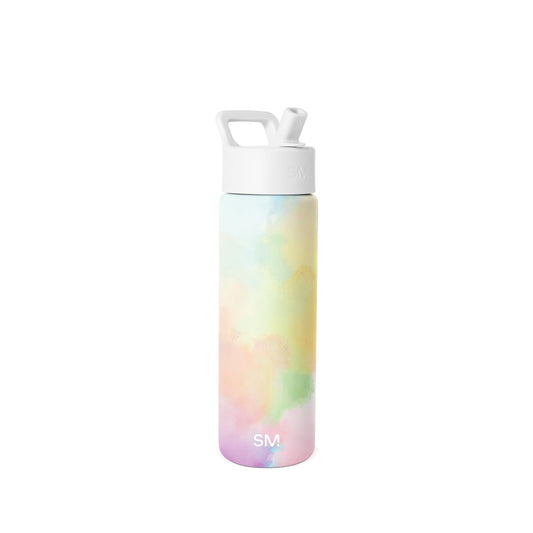 Simple Modern Botella de Agua con Popote, Colección Summit, 532-887 ml - 22 onzas - Pattern: Cotton Candy Tie Dye