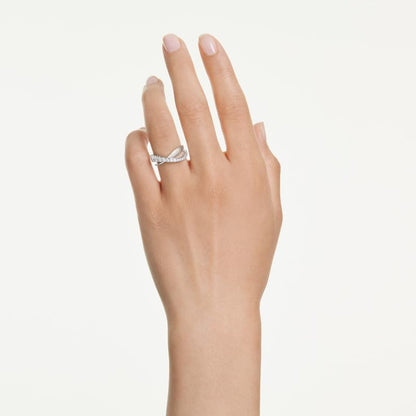 Swarovski Hyperbola Collection - Anillo de corte mixto, color blanco y plateado