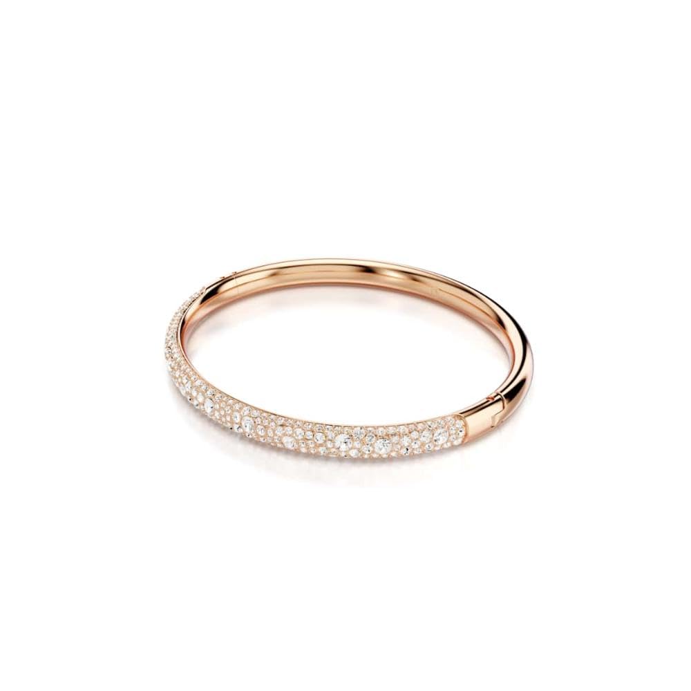 pulsera Swarovski Meteora, pavé de nieve, cristales transparentes en metal con acabado en tono oro rosa