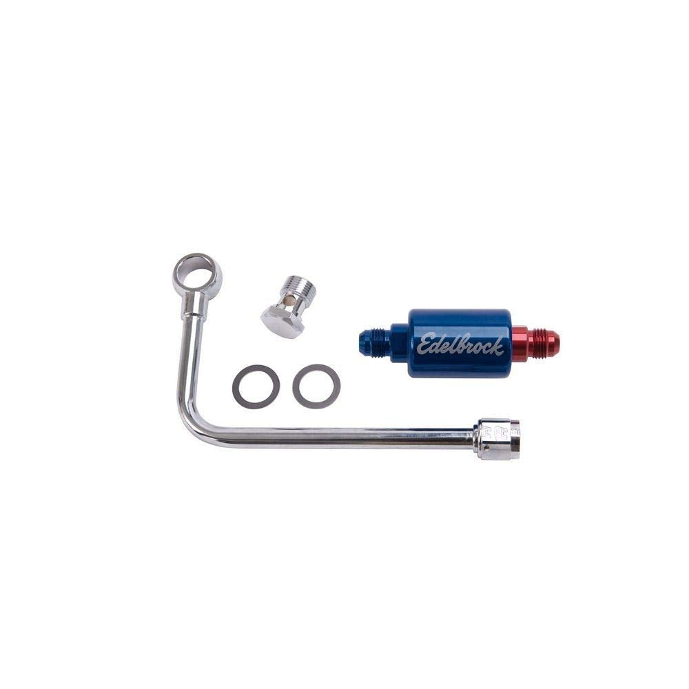 Edelbrock Línea de Combustible Cromada 8134, Rojo y Azul