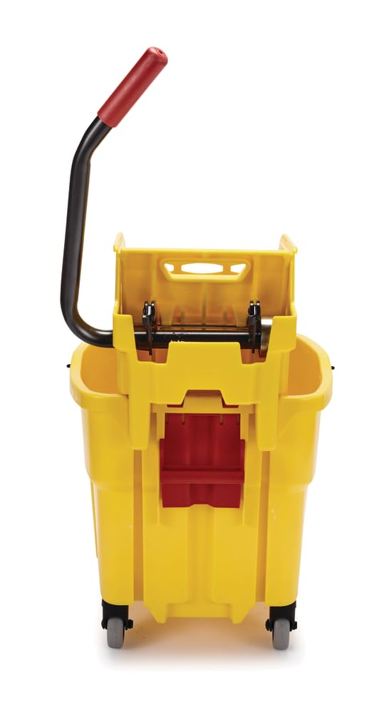Rubbermaid Commercial WaveBrake FG748000 sistema de fregado de cubeta y escurridor de presión lateral, 26 cuartos de galón, amarillo, Amarillo, 35 Qt