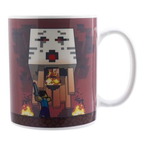 Paladone - Taza de cerámica de Nether y Steve con licencia oficial de Minecraft que cambia de color con el calor de las bebidas calientes, regalo para gamers, merchandising de la cultura pop, 300 ml