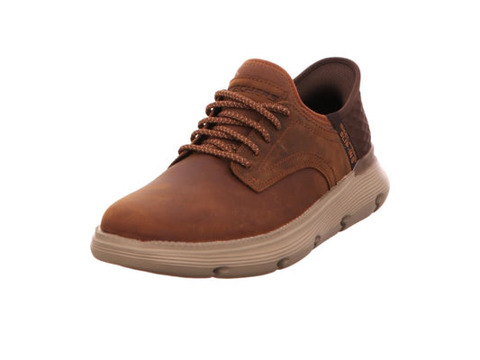 Skechers Garza-Gervin Mocasines Slip-ins sin Cordones para Hombre - 31.0 cm - Cuero marrón oscuro