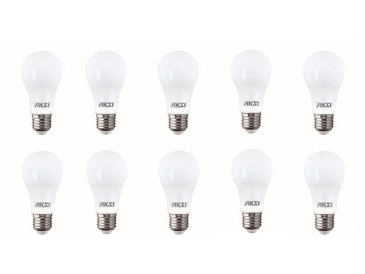 Aksi Pack de 10 Focos Led A19 Ajustable Base E27, Luz Blanca, 15 W