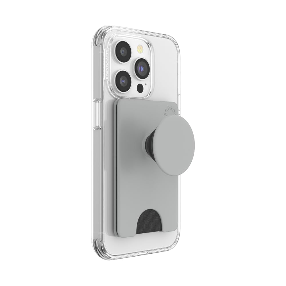 PopSockets - Funda para teléfono con asa expansible para teléfono, tarjetero, gris tecnológico