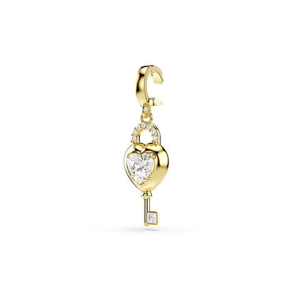 Charm Idyllia, Tallas mixtas, Corazón con llave, Blanco, Acabado en oro de 18 quilates