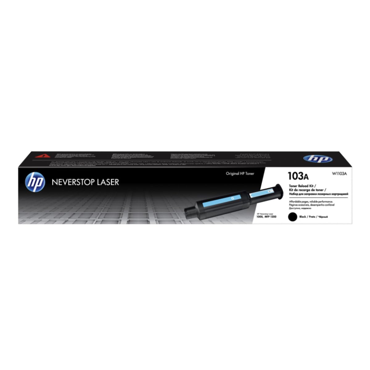 HP Kit de Recarga de tóner Laser 103A Negro Original, Neverstop Laser 1000a/w/n Printer Neverstop Laser MFP 1200a/w/nw Printer, Rendimiento hasta 2500 páginas (W1103A)