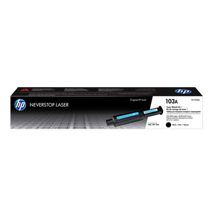 HP Kit de Recarga de tóner Laser 103A Negro Original, Neverstop Laser 1000a/w/n Printer Neverstop Laser MFP 1200a/w/nw Printer, Rendimiento hasta 2500 páginas (W1103A)
