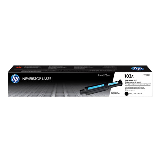 HP Kit de Recarga de tóner Laser 103A Negro Original, Neverstop Laser 1000a/w/n Printer Neverstop Laser MFP 1200a/w/nw Printer, Rendimiento hasta 2500 páginas (W1103A)