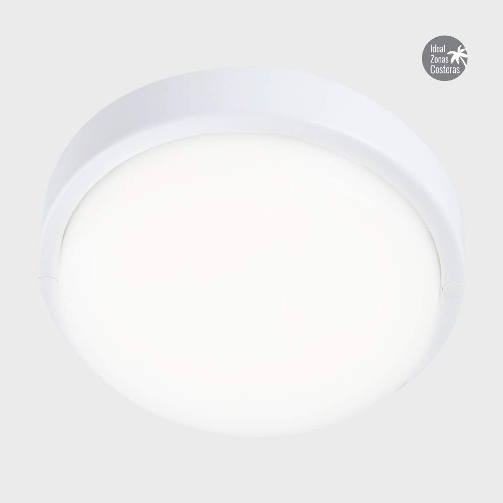 Tecnolite Lámpara Plafón LED de Techo Zona Costera 9PTLLEDC40MVB, 9 W, Luz Blanca Neutra, IP65, IK08, No Atenuable, Blanco
