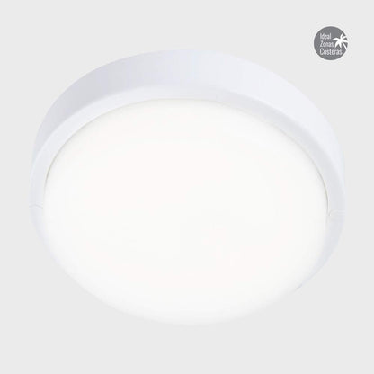 Tecnolite Lámpara Plafón LED de Techo Zona Costera 9PTLLEDC40MVB, 9 W, Luz Blanca Neutra, IP65, IK08, No Atenuable, Blanco