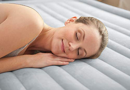 Intex 64417ED Comfort colchón de Aire Elevado de Felpa Dura-Beam con Bomba eléctrica Interna, Altura de la Cama de 22 Pulgadas, Queen