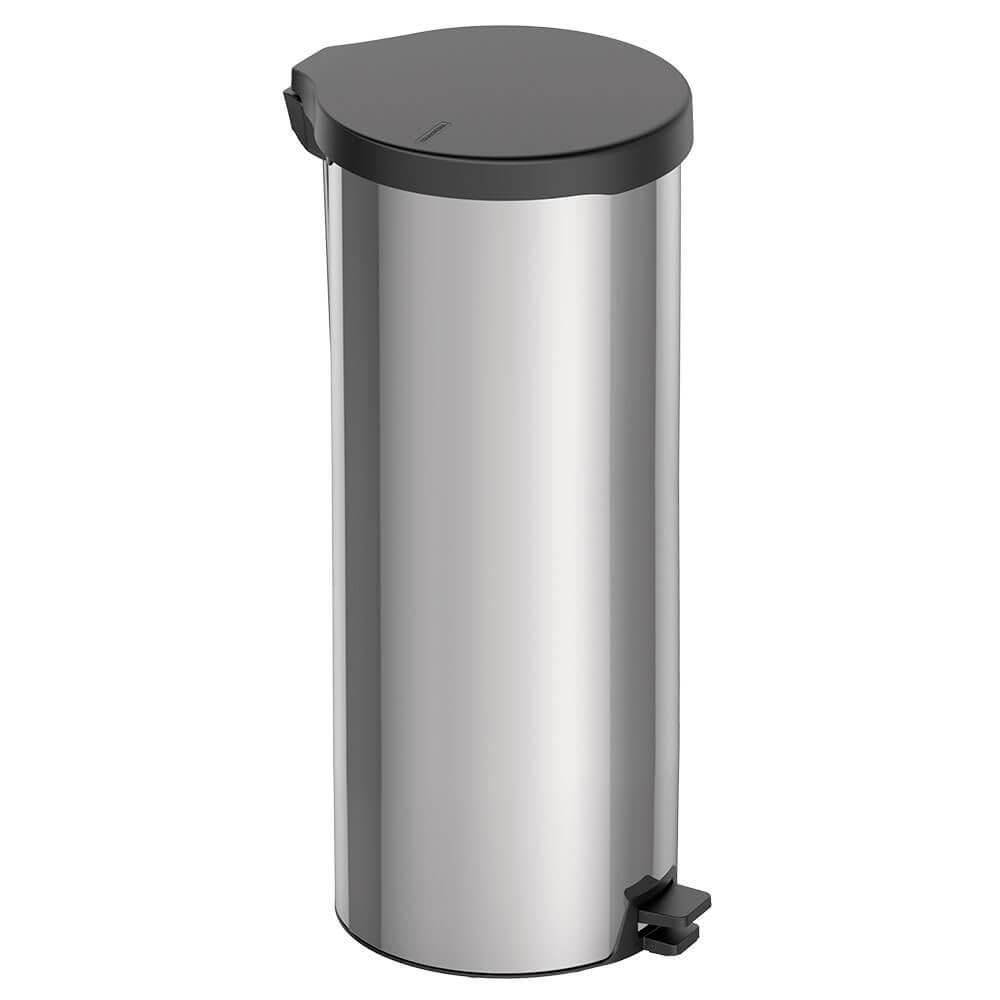 TRAMONTINA - Basurero con Pedal 30 L, de Acero Inoxidable, Tapa de Plástico, Higiénico, Práctico y Duradero, con Asa para el Transporte, Ideal para Bolsas de Basura de 40 L hasta 60 L
