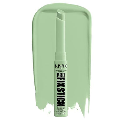 NYX Professional Makeup Pro Fix Stick Corrector en Barra Green 1.6 g | Acción 3 en 1: corrige, oculta e ilumina. Fórmula vegana con ácido hialurónico, cobertura media y acabado natural 12 h.