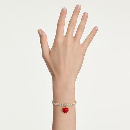 Charm Idyllia, Talla redonda, Corazón, Rojo, Acabado en oro de 18 quilates