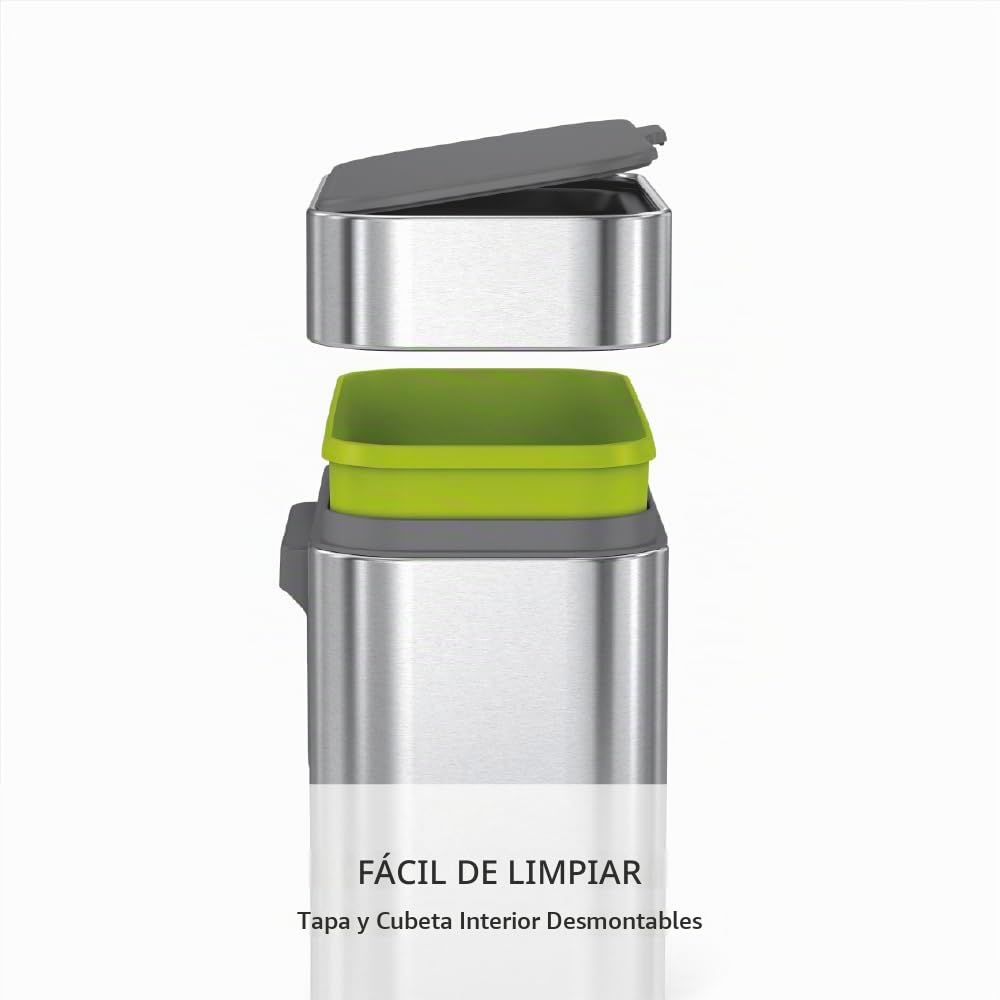 Organizador para abono simplehuman de 4 litros con contenedor Desmontable y para encimera, de Acero Inoxidable Cepillado.
