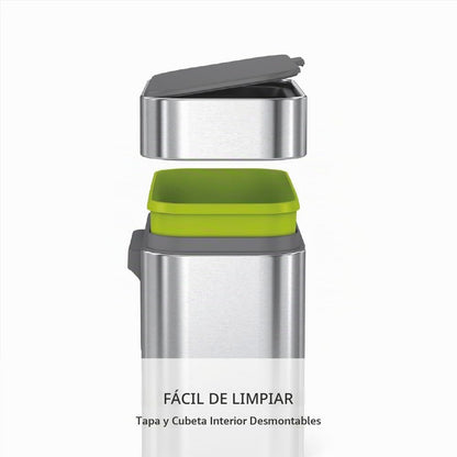 Organizador para abono simplehuman de 4 litros con contenedor Desmontable y para encimera, de Acero Inoxidable Cepillado.