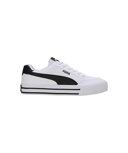 PUMA, Tenis Court Classic Vulcanizado, Unisex, Blanco con Negro, Talla 25,5