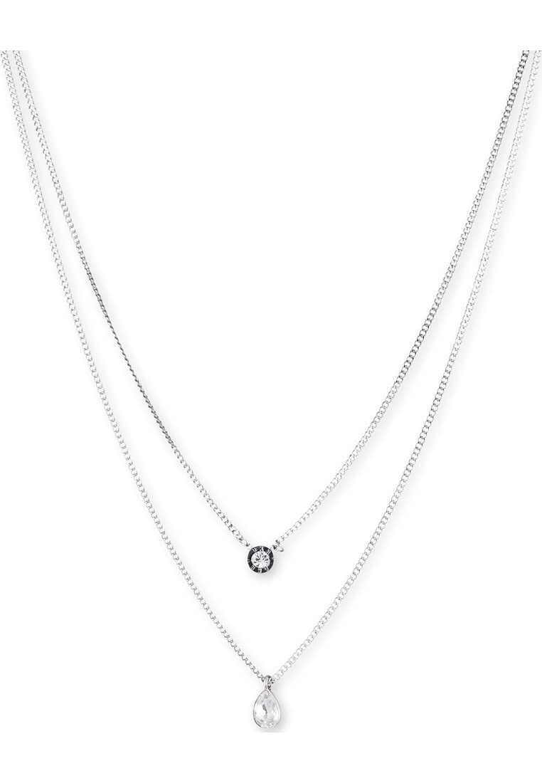 DKNY Collar Plateado para Mujer | Mediano, aleación de metales, baño dorado, cierre familiar