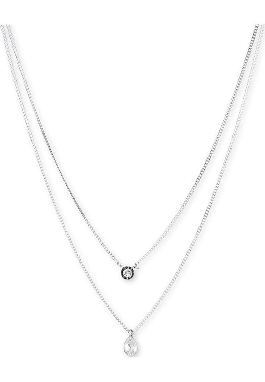 DKNY Collar Plateado para Mujer | Mediano, aleación de metales, baño dorado, cierre familiar
