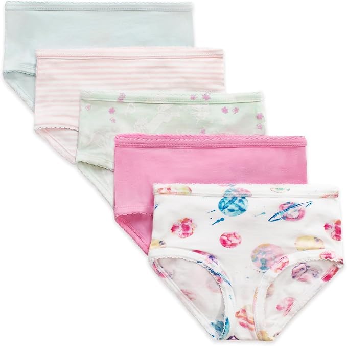 Burt's Bees Baby Girls Set of 5 Guitars & Floral Underwear - Multi - 8 Years