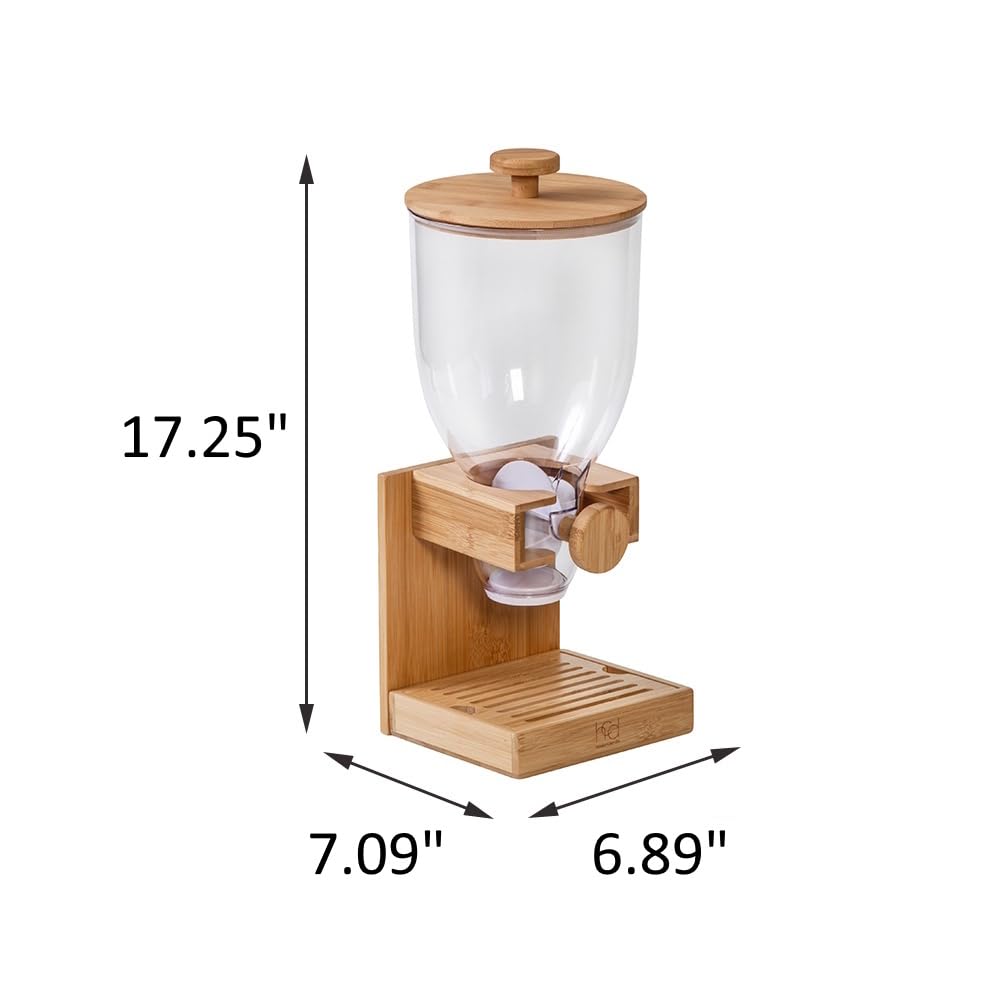 Honey-Can-Do - Dispensador compacto de alimentos secos, control único y contenedor de almacenamiento de aperitivos para encimera o despensa, bambú