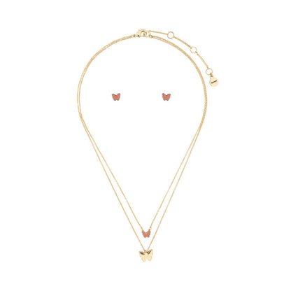 DKNY Box Set Collar Y Aretes Dorado Mariposa Para Mujer