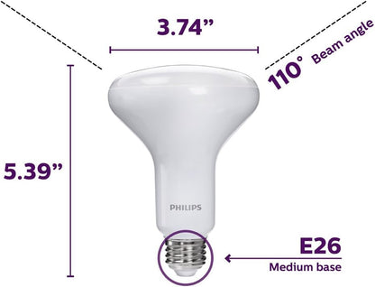 Philips LED Dimmable BR30 Frosted Light Bulb with Warm Glow Effect: 650-Lumen, 2700-2200-Kelvin, 9-Watt (65-Watt Equivalent), E26 Medium Screw Base, Soft White, 6-Pack