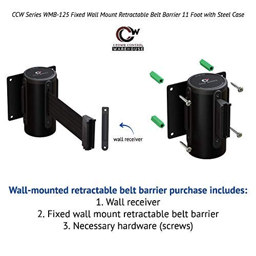 Multitudes Control Warehouse - Barrera retráctil para cinturón de pared, 11 pies, cinturón negro