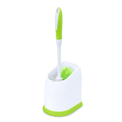 Pine-Sol - cepillo para polvo limpiador para inodoros con soporte, varilla de limpieza resistente con depurador debajo del borde, mango antideslizante, carrito de almacenamiento, suministros de baño