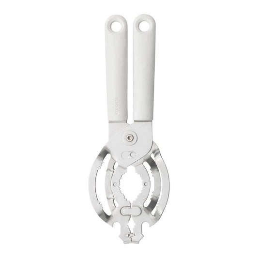 Brabantia Tasty+ - Abrebotellas universal para latas, tarros, color gris claro, fácil de usar, desenrosca tapas pequeñas o grandes, tapas superiores