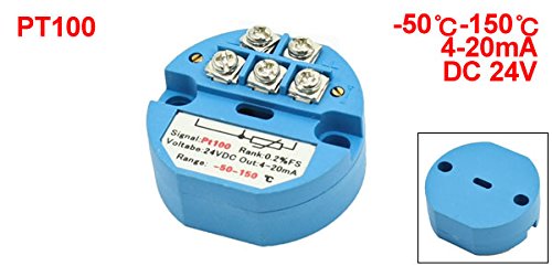 Uxcell Transmisor de Sensor de Temperatura PT100 24V CC 4-20 mA -50 a 150 °C